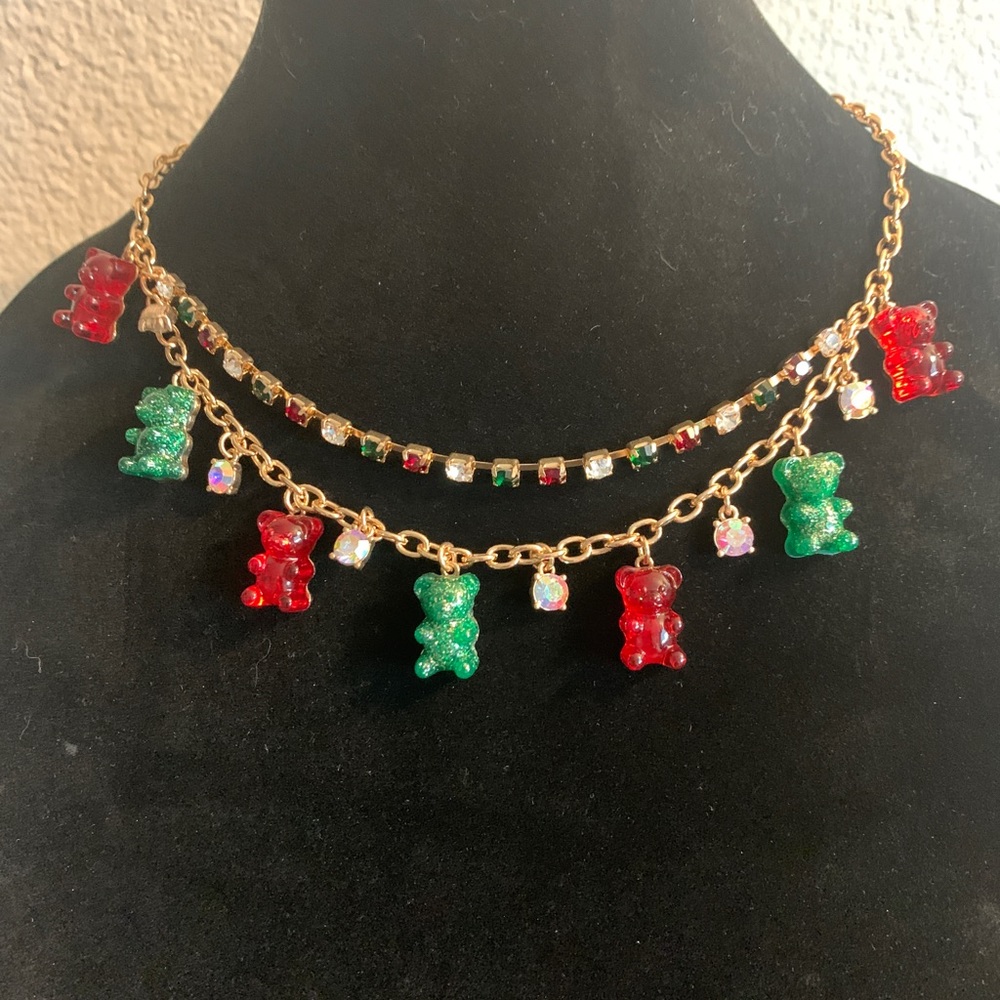 Betsey Johnson Gummy Bear Christmas necklace NWOT
